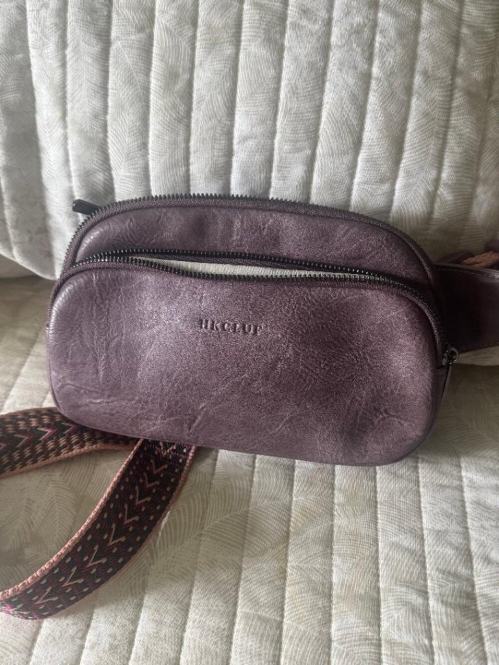 HKCLUF Vegan Leather Triple Zip Belt Bag